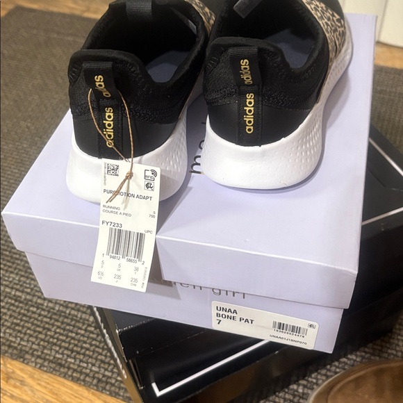 adidas Black and Leopard Print Slip-On Sneakers - Picture 2 of 3